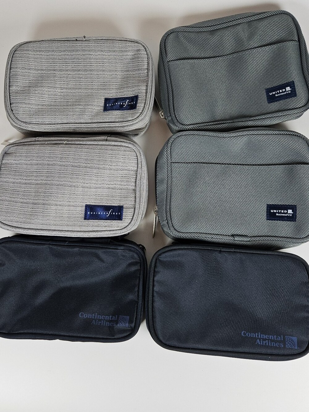 Lot Of 6 Airline Travel Bags United Airlines Continental Business Class Amenity